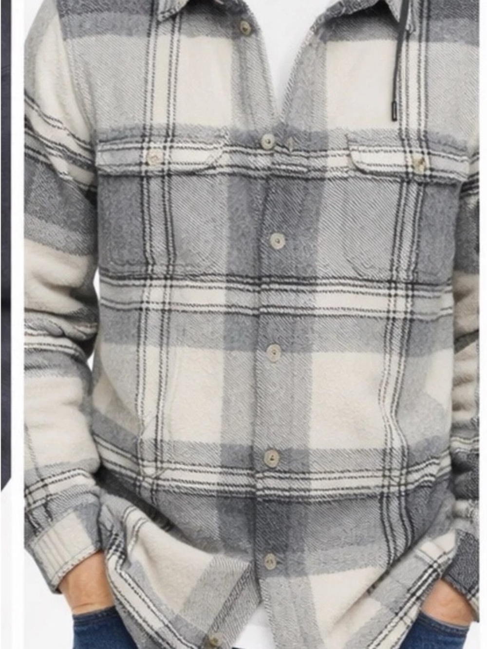 American Eagle Men's Gray & White Plaid Shacket - Classic Casual Jacket